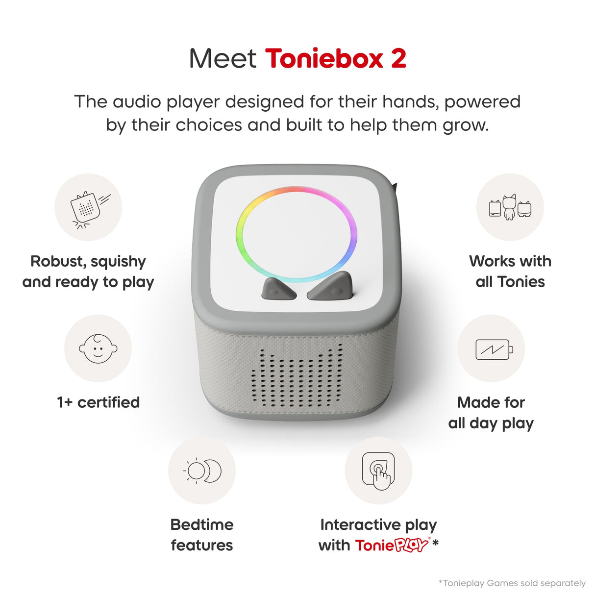 tonies: Toniebox 2 Moon Grey Starter Set Creative Tonie Rubie