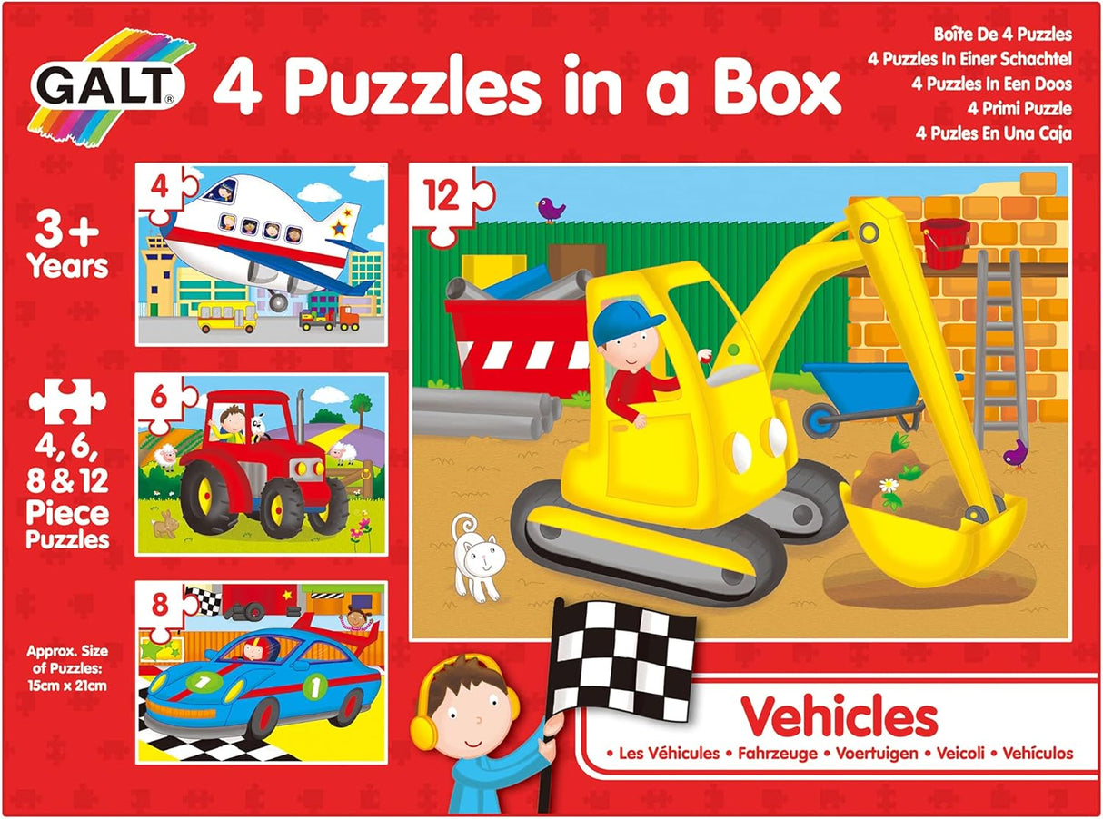 Galt - 4 Puzzles In A Box - Vehicles