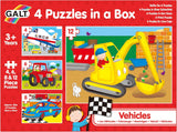 Galt - 4 Puzzles In A Box - Vehicles