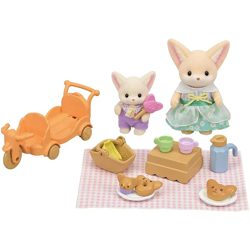 Sylvanian Families Sunny Picnic Set Fennex Fox Sister & Baby