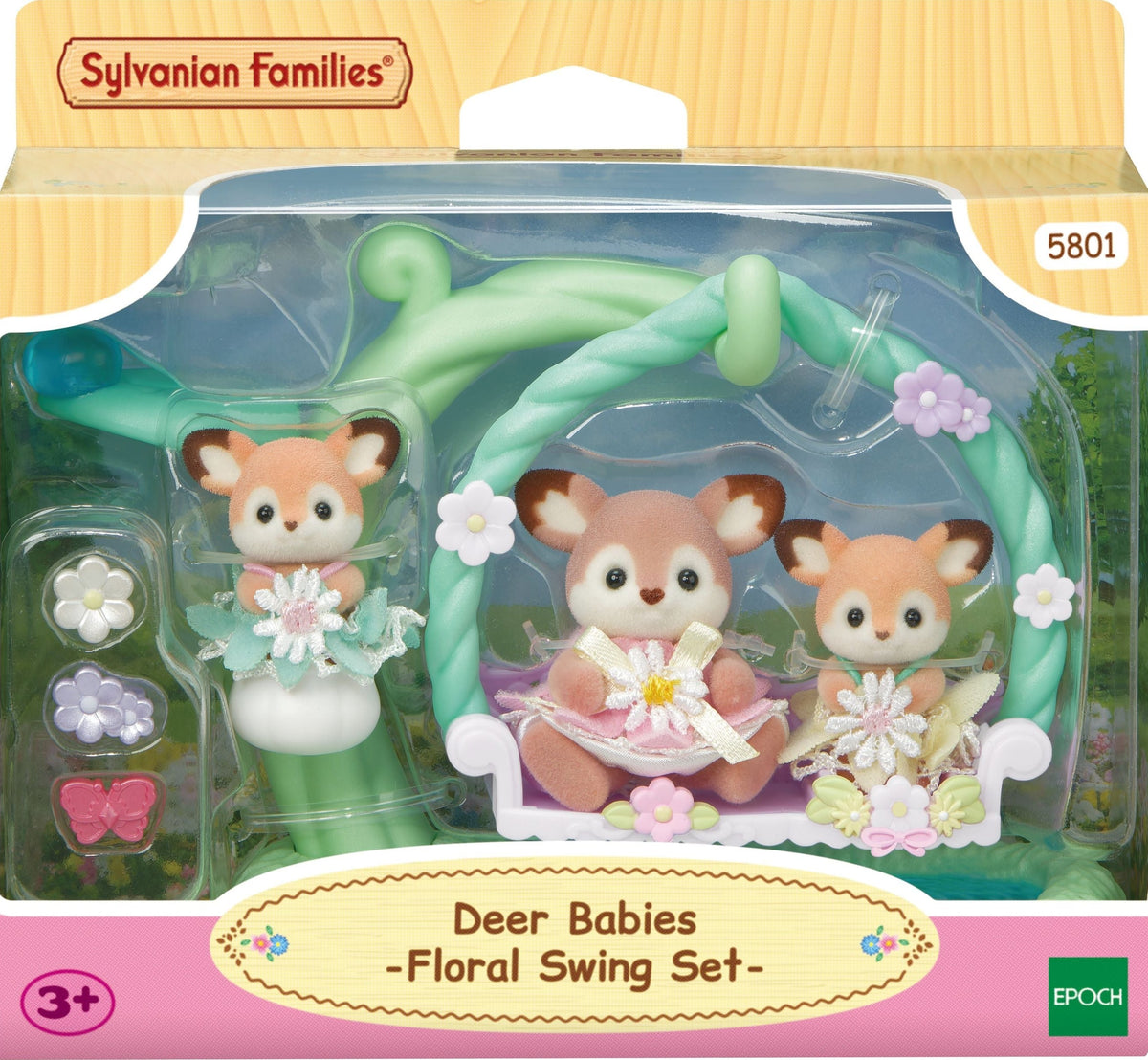 Sylvanian Families Deer Babies Floral Swing Set