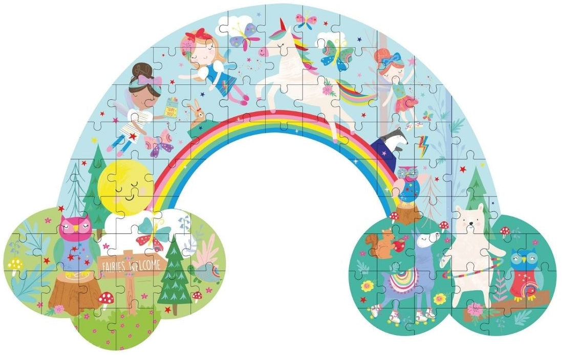 Floss & Rock - 80pc Rainbow Shaped Puzzle in Shaped Box - Rainbow Fairy