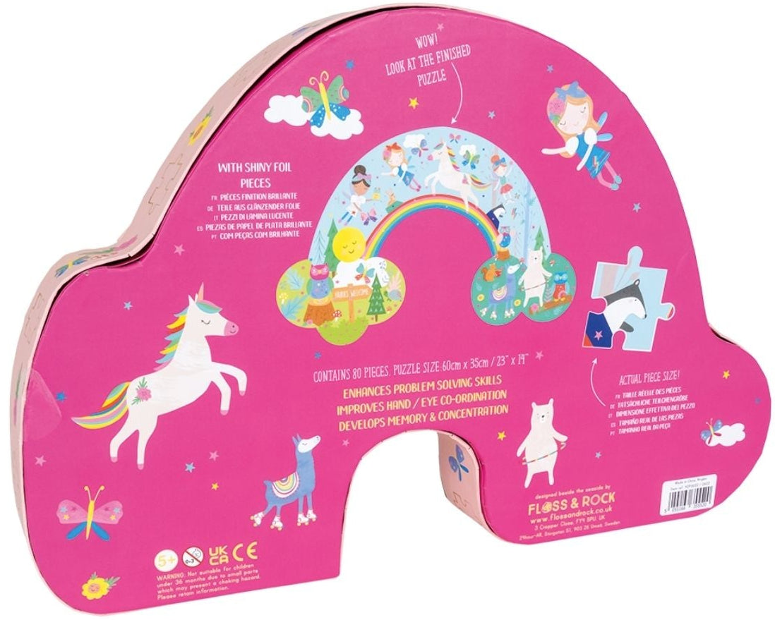Floss & Rock - 80pc Rainbow Shaped Puzzle in Shaped Box - Rainbow Fairy
