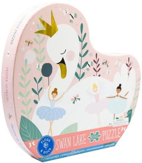 Floss & Rock - 40pc Swan Shaped Puzzle in Shaped Box - Enchanted