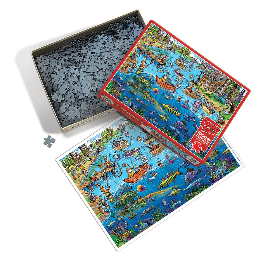 Cobble Hill: Doodle Town Gone Fishing Puzzle - 1000pc