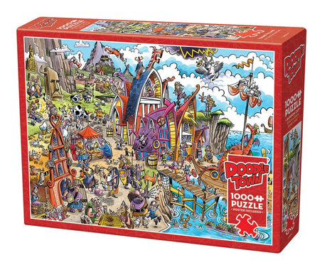 Cobble Hill: Doodle Town Viking Village Puzzle - 1000pc
