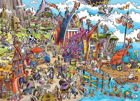 Cobble Hill: Doodle Town Viking Village Puzzle - 1000pc
