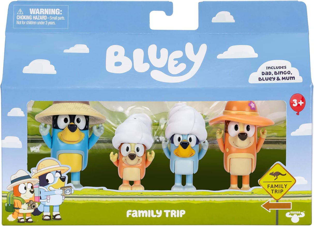 Bluey Figure 4 Pack - Family Trip