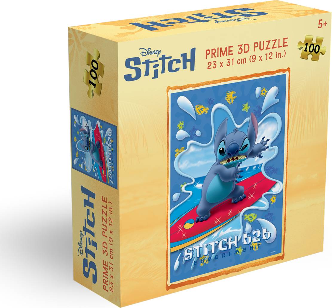 Prime 3D: 100pc 3D Puzzle - Disney Stitch - Surfboard