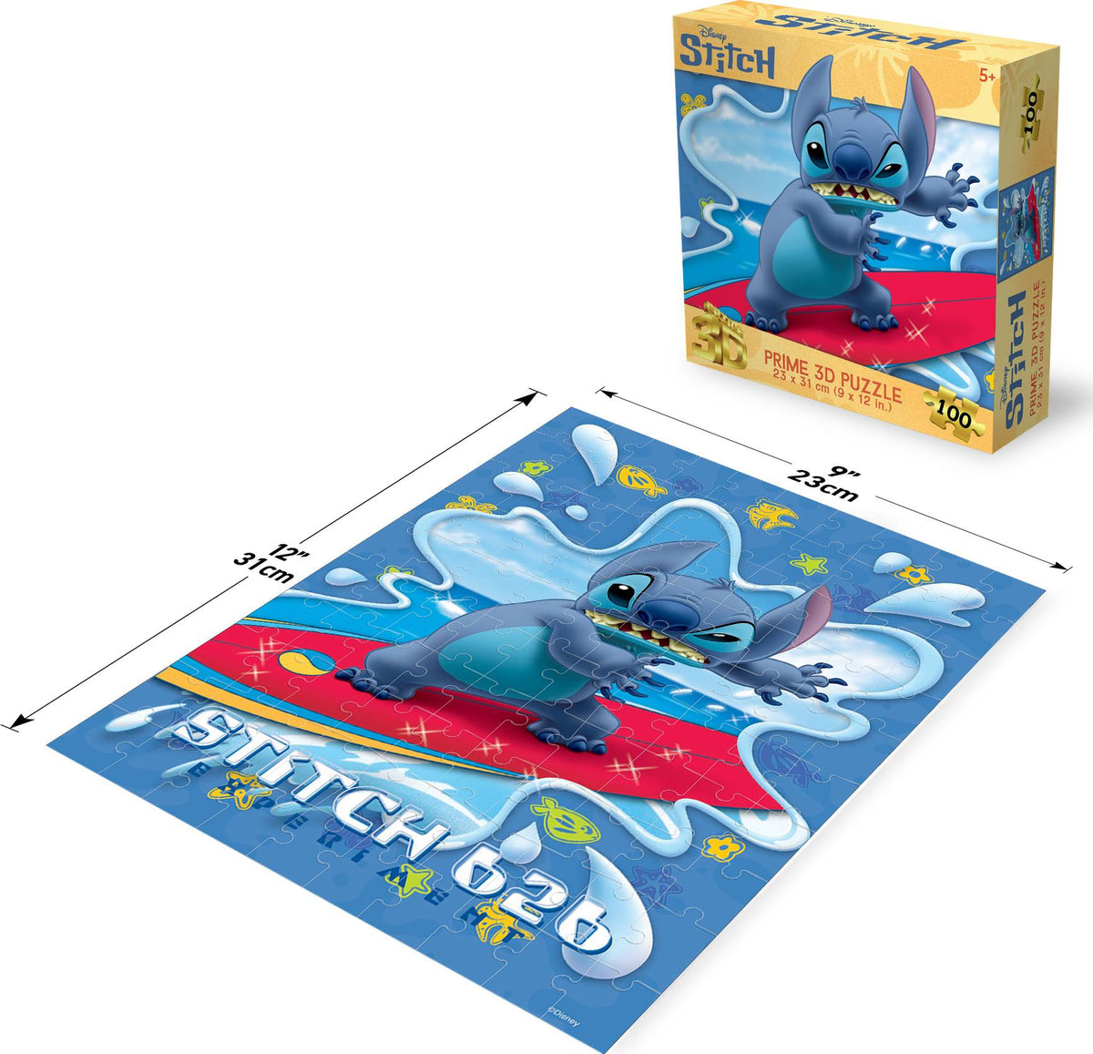 Prime 3D: 100pc 3D Puzzle - Disney Stitch - Surfboard