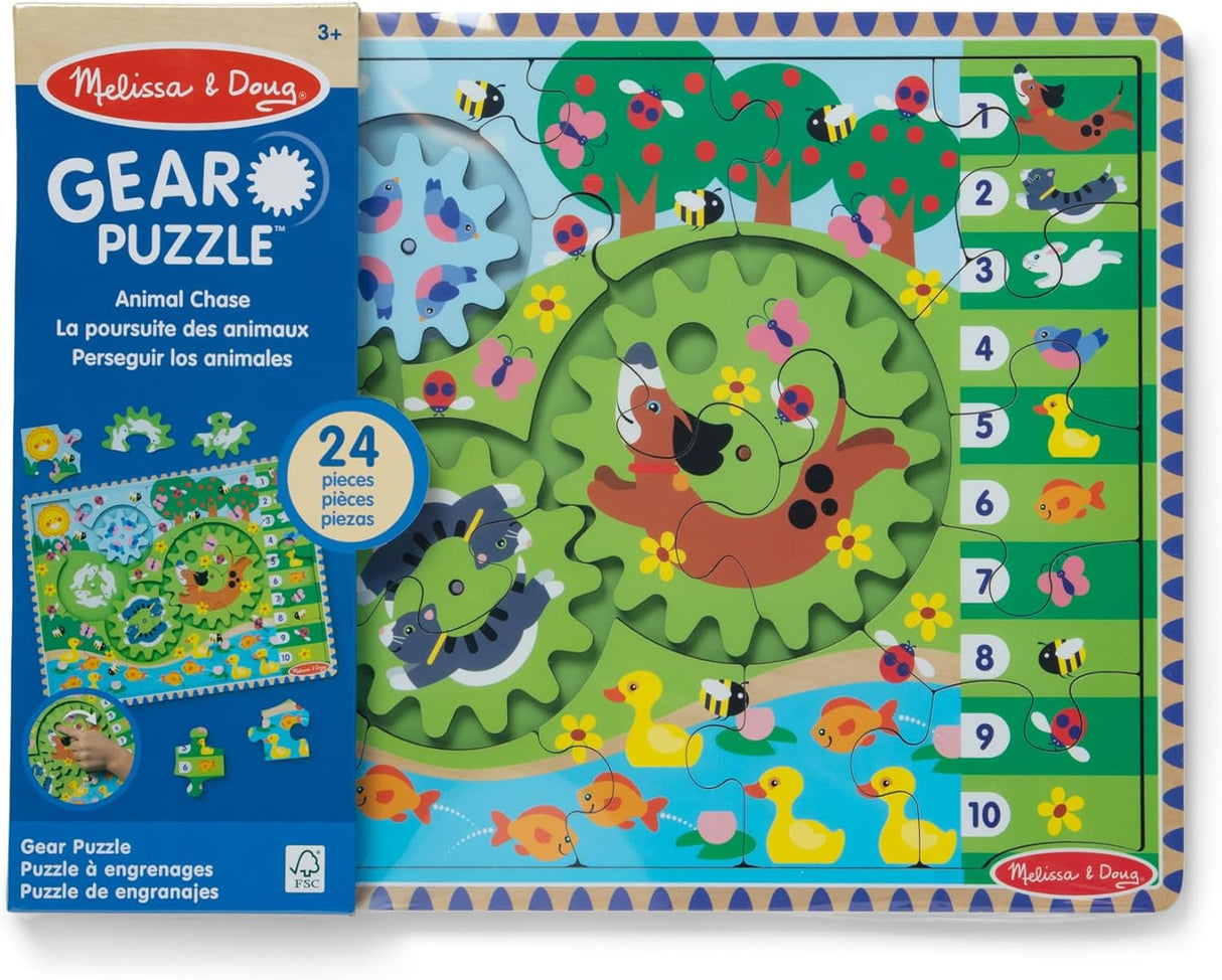Melissa & Doug: Wooden Animal Chase Gear Puzzle
