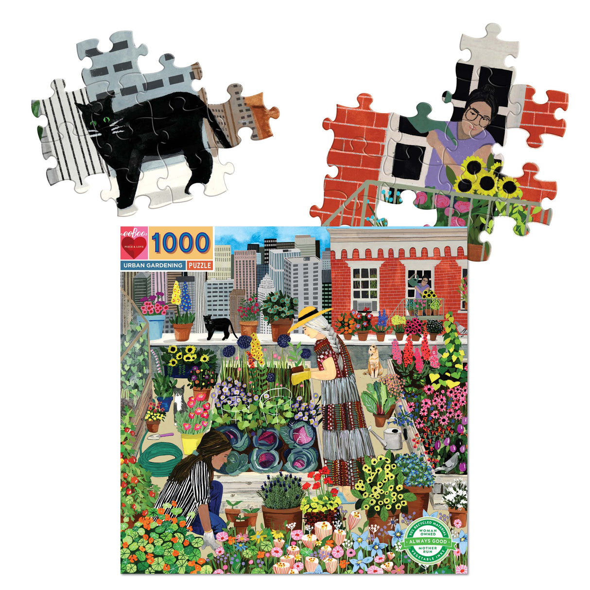 eeBoo: 1000pc Square Puzzle - Urban Gardening