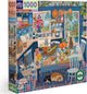 eeBoo: 1000pc Square Puzzle - Blue Kitchen