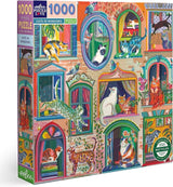 eeBoo: 1000pc Square Puzzle - Cats in Window