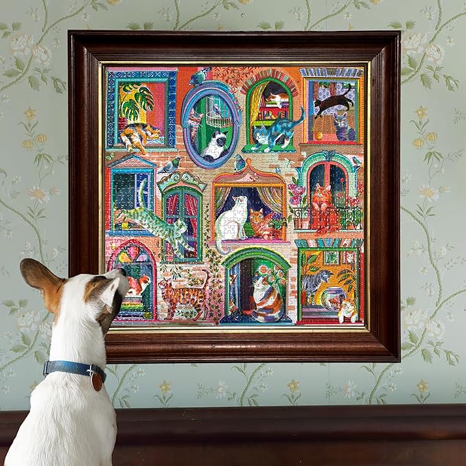 eeBoo: 1000pc Square Puzzle - Cats in Window