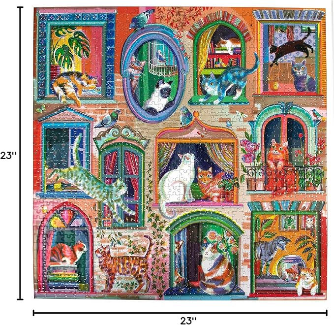 eeBoo: 1000pc Square Puzzle - Cats in Window