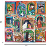 eeBoo: 1000pc Square Puzzle - Cats in Window