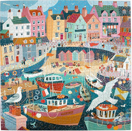 eeBoo: 1000pc Square Puzzle - Seaside Harbor