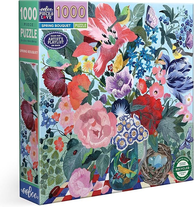 eeBoo: 1000pc Square Puzzle - Spring Bouquet