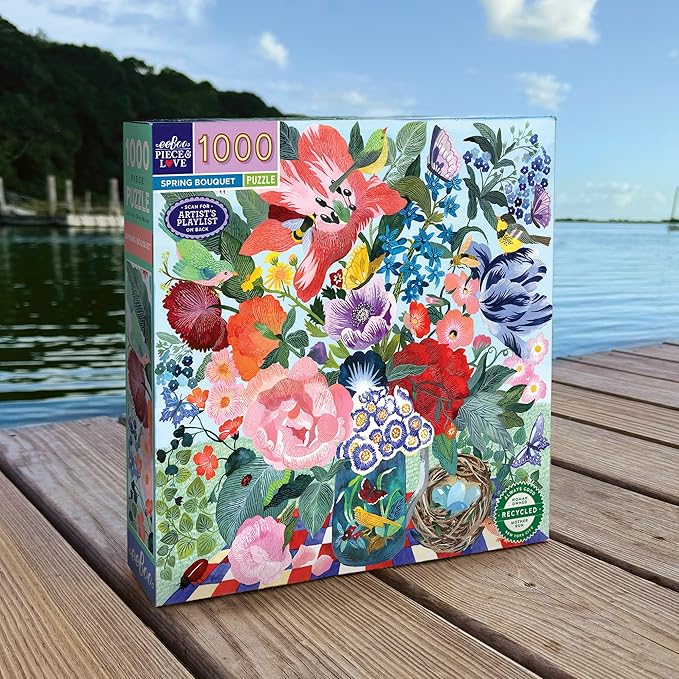 eeBoo: 1000pc Square Puzzle - Spring Bouquet