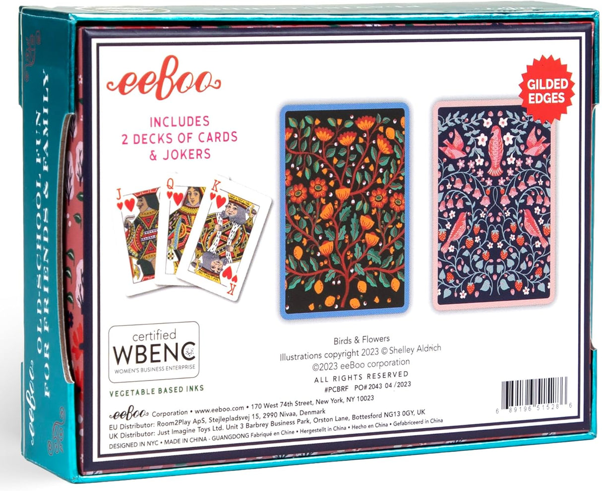 eeBoo: Playing Cards - Birds & Flowers (Set of 2)