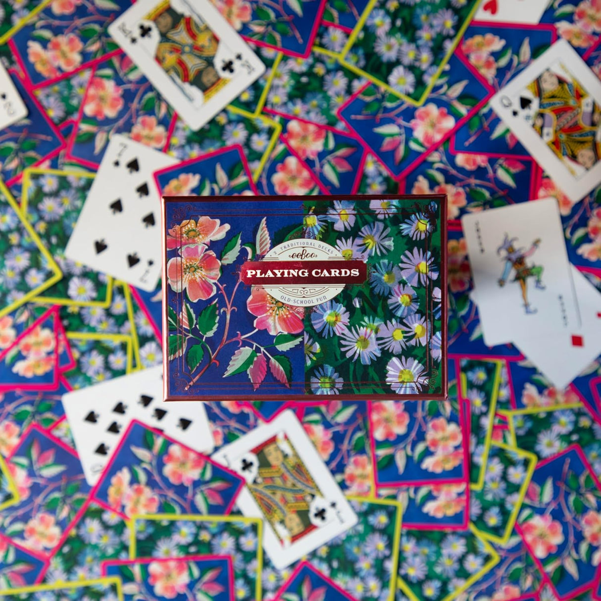 eeBoo: Playing Cards - Roses & Asters (Set of 2)