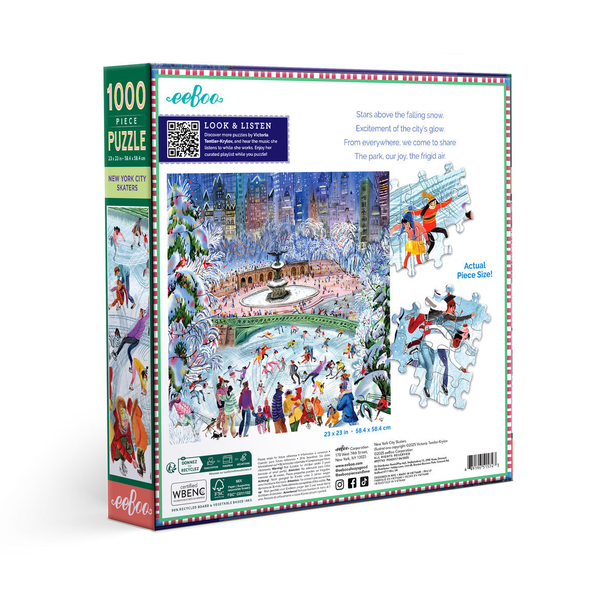 eeBoo: 1000pc Square Puzzle - New York City Skaters