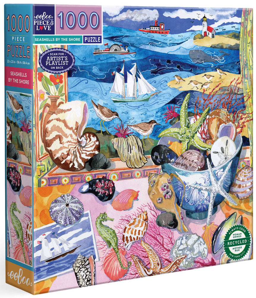 eeBoo: 1000pc Square Puzzle - Seashells by the Shore