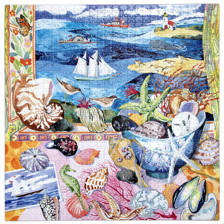 eeBoo: 1000pc Square Puzzle - Seashells by the Shore