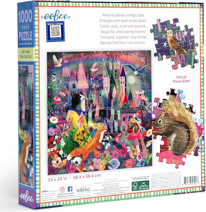 eeBoo: 1000pc Square Puzzle - Cat and the Castle