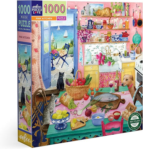eeBoo: 1000pc Square Puzzle - Pink Kitchen
