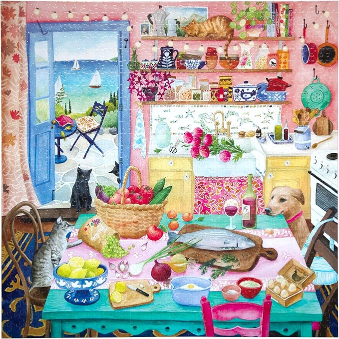 eeBoo: 1000pc Square Puzzle - Pink Kitchen