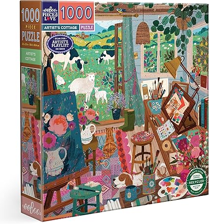 eeBoo: 1000pc Square Puzzle - Artists Cottage 1000