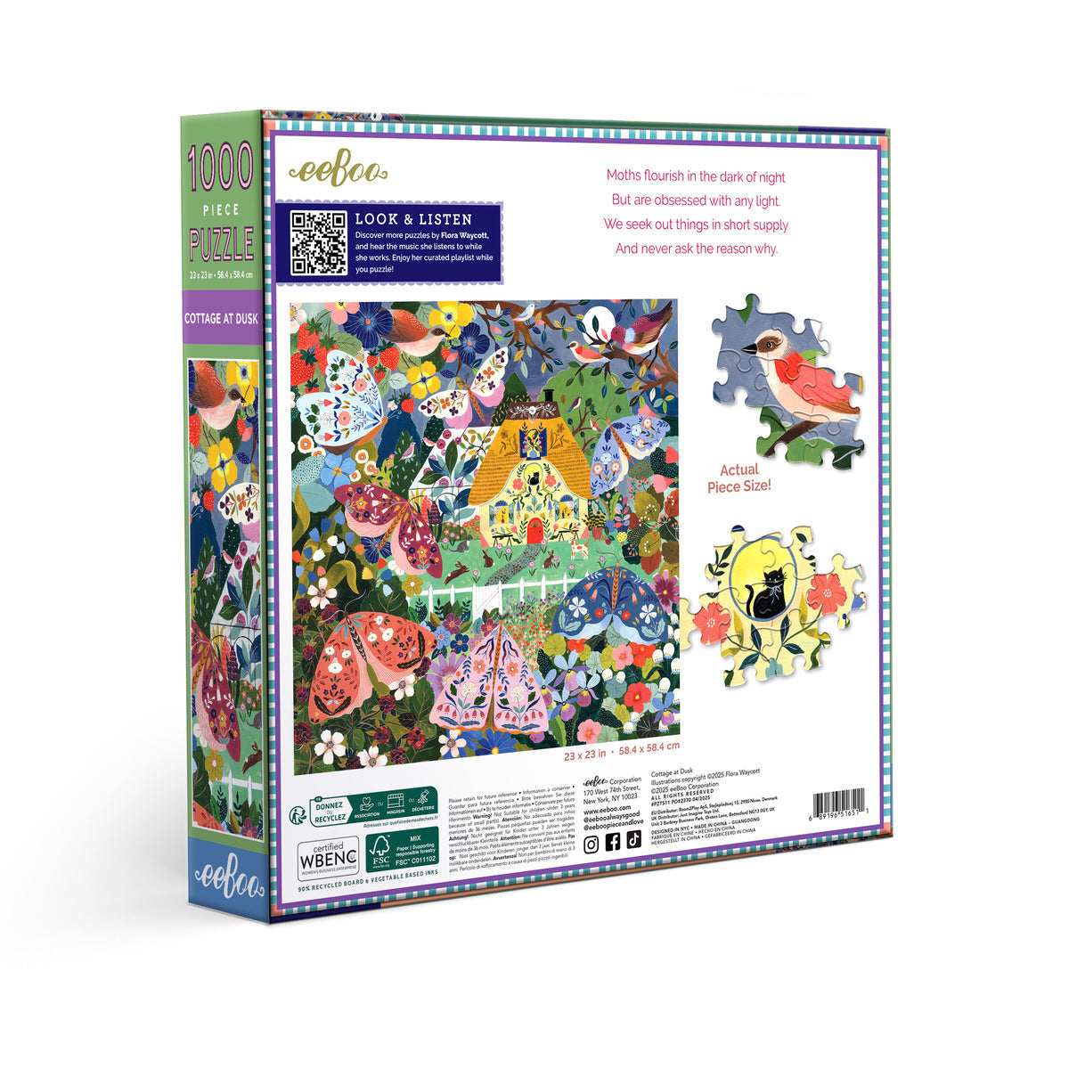 eeBoo: 1000pc Square Puzzle - Cottage at Dusk