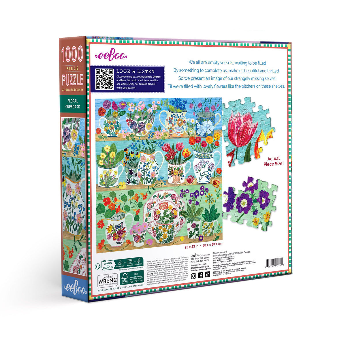 eeBoo: 1000pc Square Puzzle - Floral Cupboard