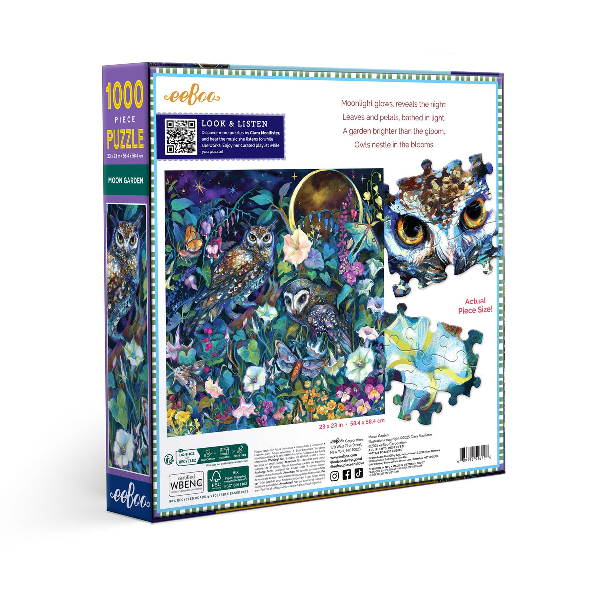 eeBoo: 1000pc Square Puzzle - Moon Garden