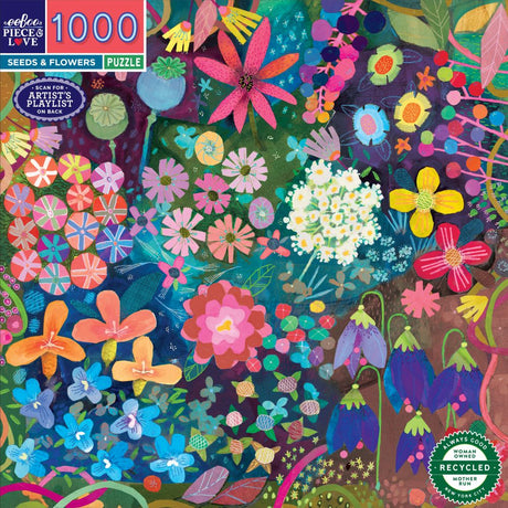 eeBoo: 1000pc Square Puzzle - Seeds & Flowers