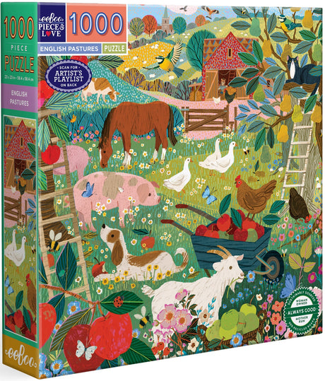 eeBoo: 1000pc Square Puzzle - English Pastures