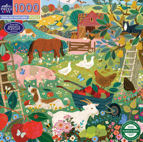 eeBoo: 1000pc Square Puzzle - English Pastures