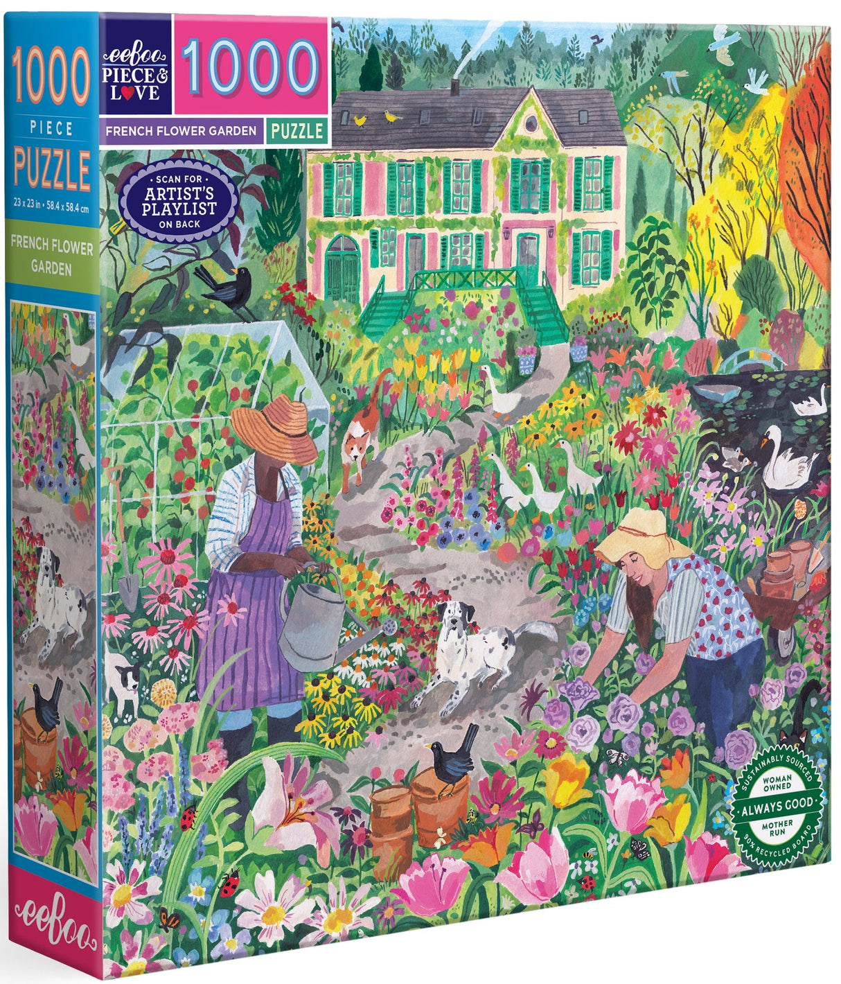 eeBoo: 1000pc Square Puzzle - French Flower Garden