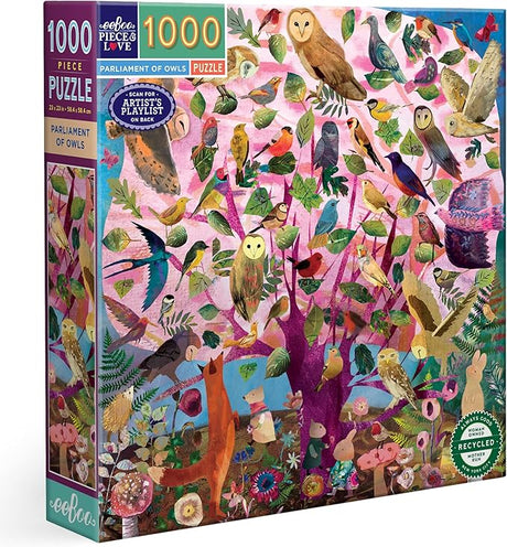 eeBoo: 1000pc Square Puzzle - Parliament of Owls