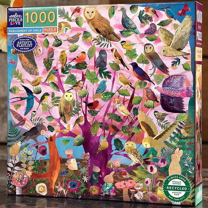 eeBoo: 1000pc Square Puzzle - Parliament of Owls
