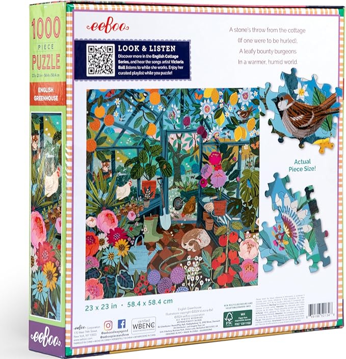 eeBoo: 1000pc Square Puzzle - English Greenhouse