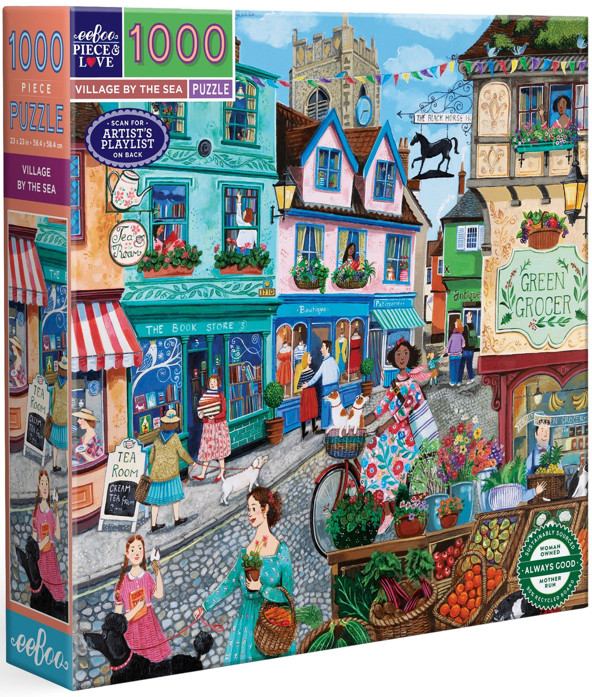 eeBoo: 1000pc Square Puzzle - Village by the Sea
