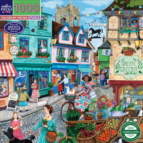 eeBoo: 1000pc Square Puzzle - Village by the Sea