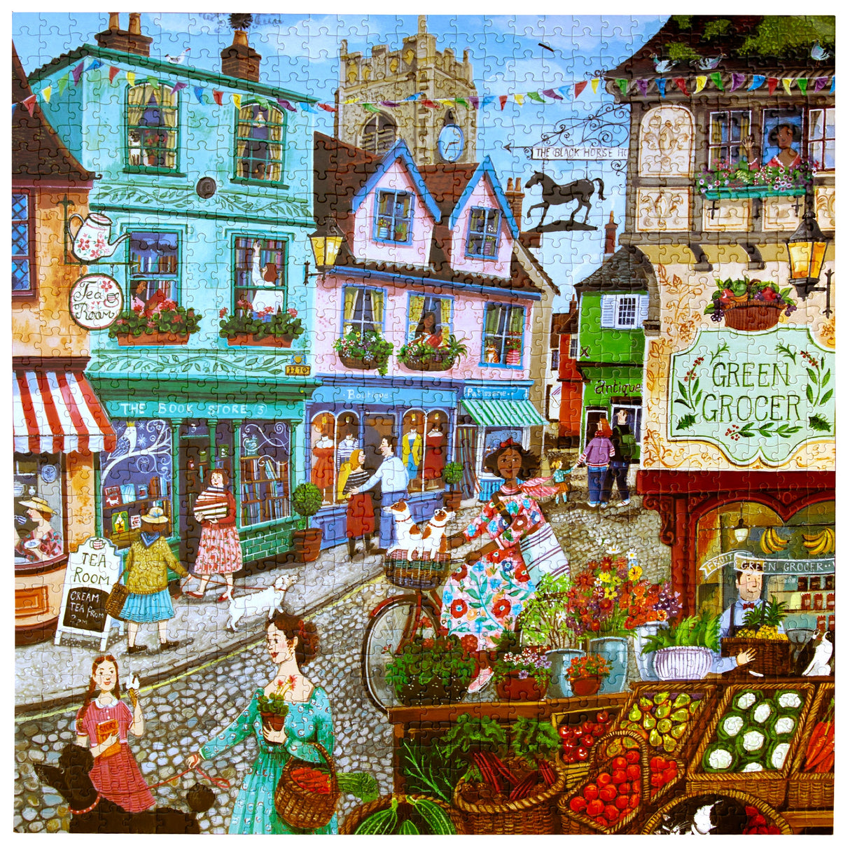 eeBoo: 1000pc Square Puzzle - Village by the Sea