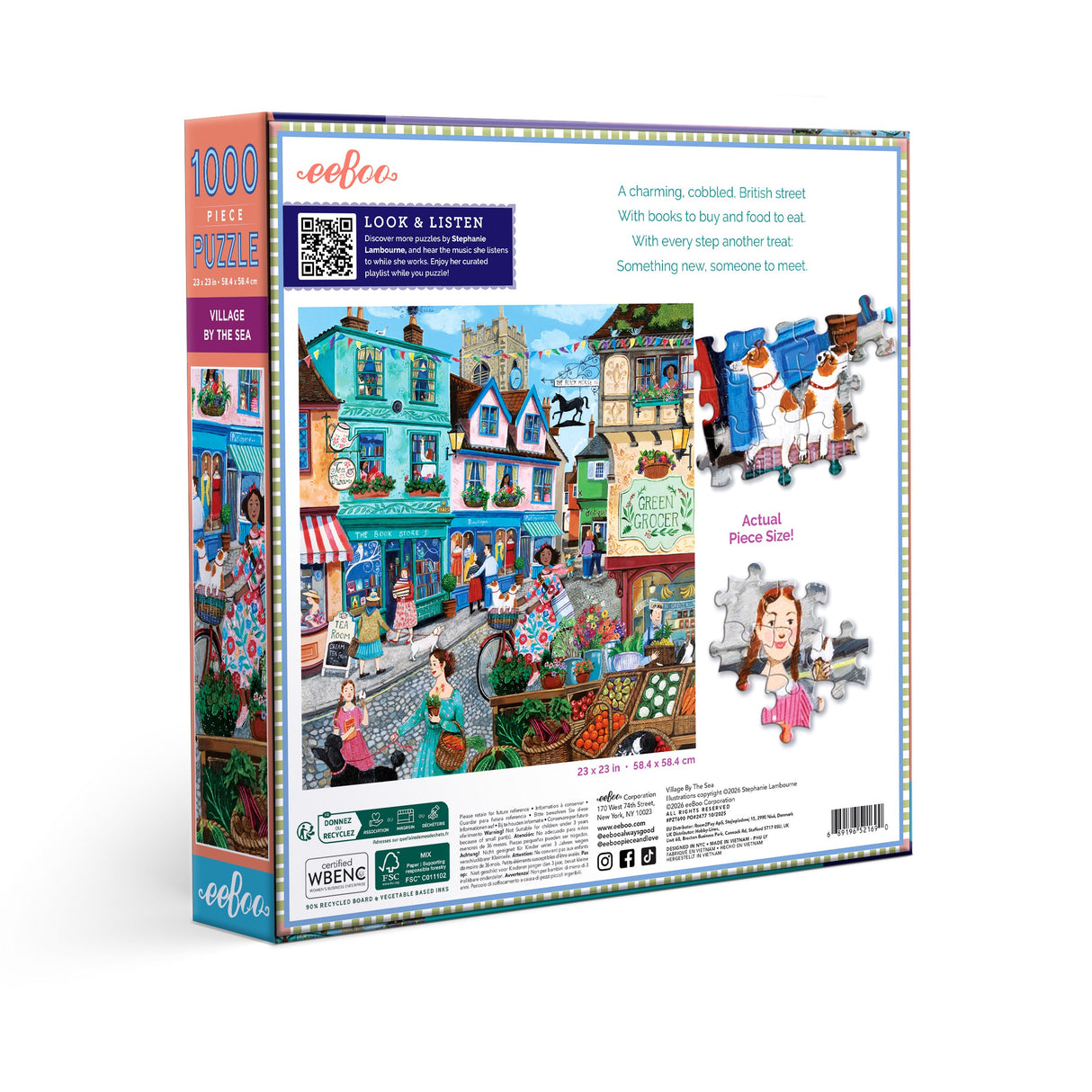 eeBoo: 1000pc Square Puzzle - Village by the Sea