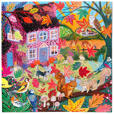 eeBoo: Autumn Cottage Square Puzzle - 1000pc