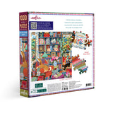 eeBoo: English Cottage Library Square Puzzle - 1000pc