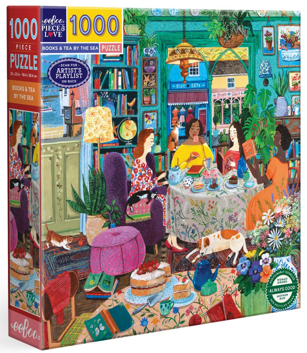 eeBoo: Books & Tea by the Sea Square Puzzle - 1000pc